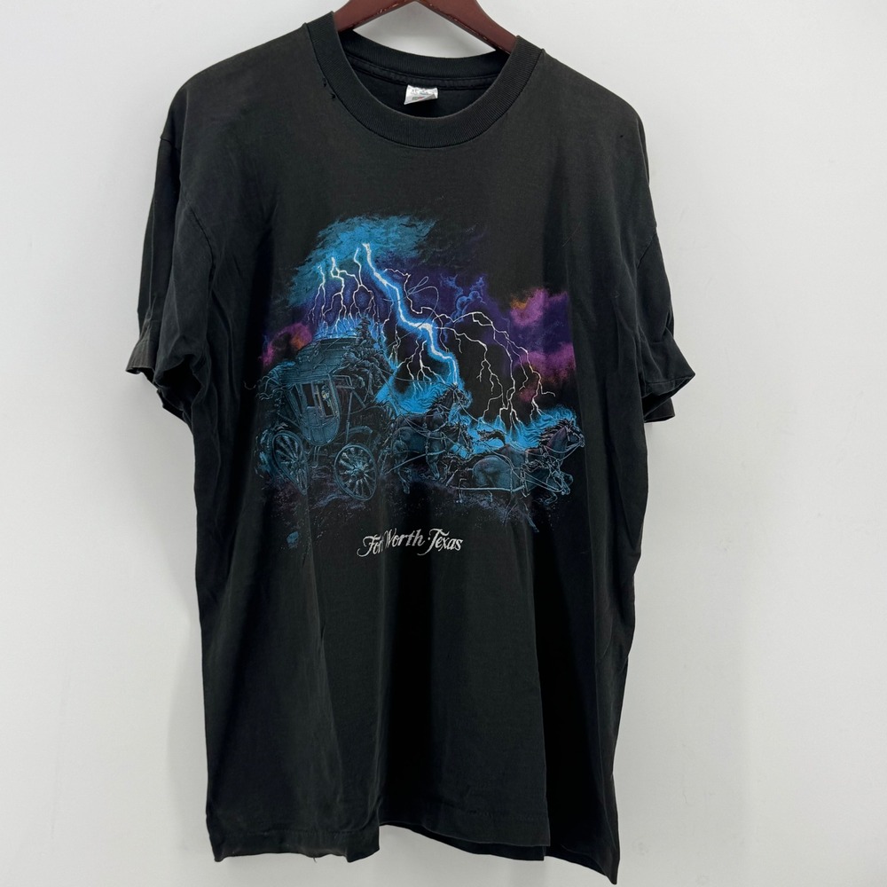 Vintage 1993 Fort Worth Texas Lightning Stagecoach T-Shirt XL Fruit of the Loom